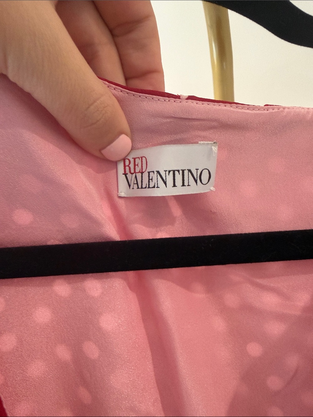 2012 Red Valentino Red Polka Dot Ruffle V-Neck Dress with Pink Waist Tie - Picture 6 of 6